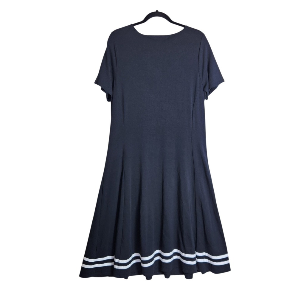 Lauren Ralph Lauren Navy Blue White Stripe Hem Fit Flare Midi Dress 1X